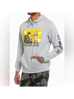 Hot Topic Demon Slayer Kimetsu No Yaiba Trio Hoodie Gray NWT Deadstock